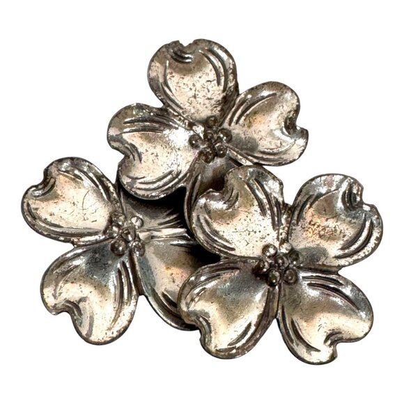 Vintage Beau Dogwood Tree Blooms Flower Sterling Silver 925 Brooch Pin Spring - Picture 1 of 6